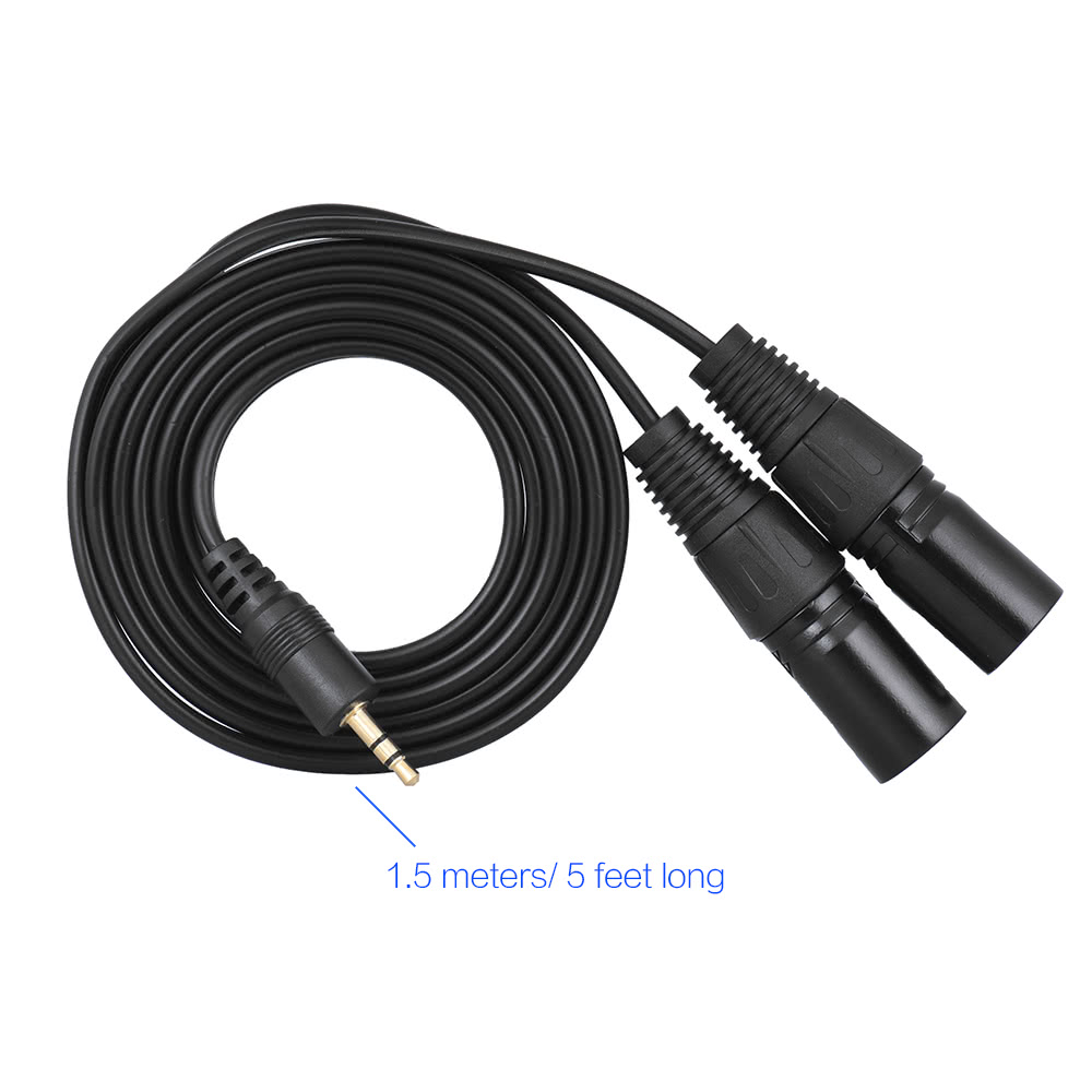 1.5m Dual XLR Male to 3.5mm Male Plug Audio Cable for Mixing Console Mixer Amplifier Speaker