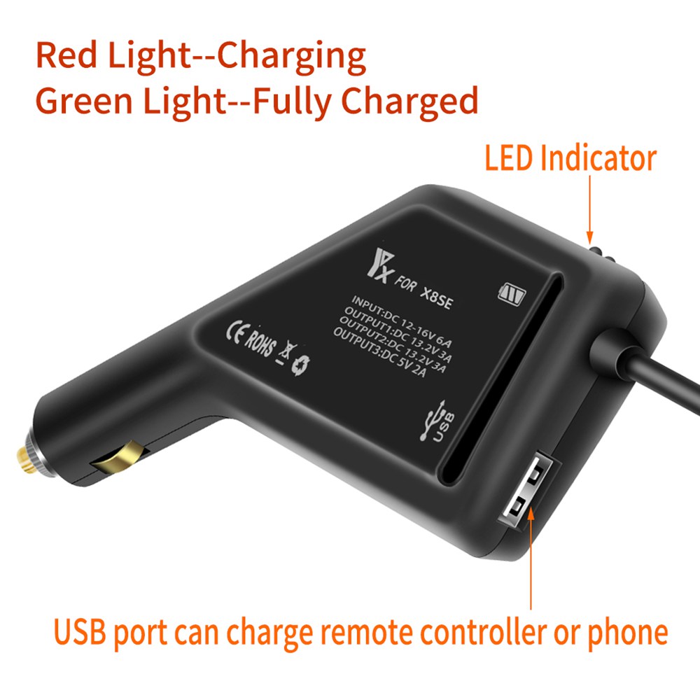 YX 3-in-1 Dual Battery With USB Remote Controller Car Charger Outdoor Smart Charging Device for FIMI X8 SE - Photo: 3