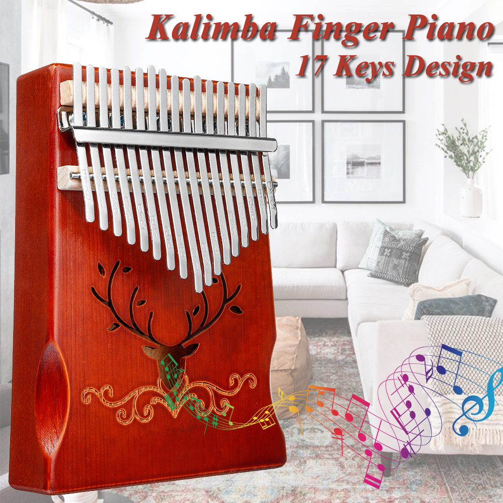 17 Keys Pinetree Wood Kalimba Thumb Piano Finger Percussion with Tuning Hammer - Photo: 2