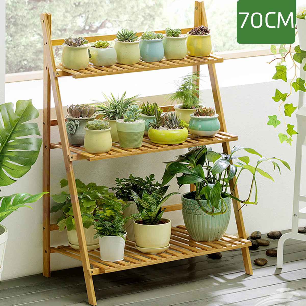 2/3/4 Tiers Plant Flower Pot Storage Organizer Shelf Bamboo Rack Bookshelf Environmental For Home Office Garden Living room Bedroom