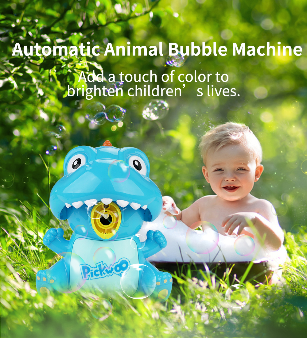 Pickwoo Dinosaur Automatic Bubble Machine Maker with Dual Mode with LED Light and Music Novelties Toys for Kids Gift