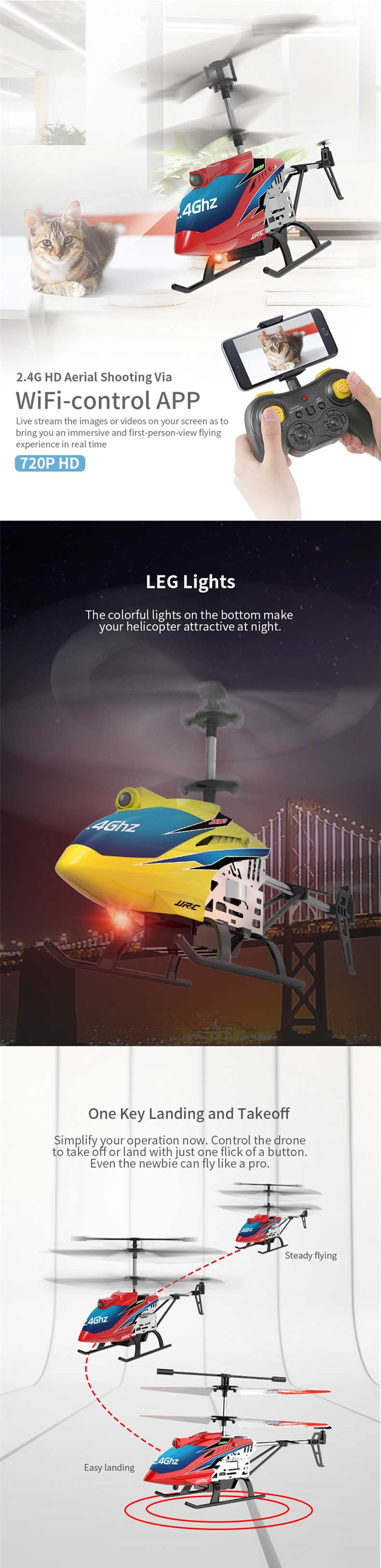 JJRC GAZE JX03 2.4G 4CH Altitude Hold Hover One-key Takeoff RC Helicopter RTF With 720P HD Camera - Photo: 2
