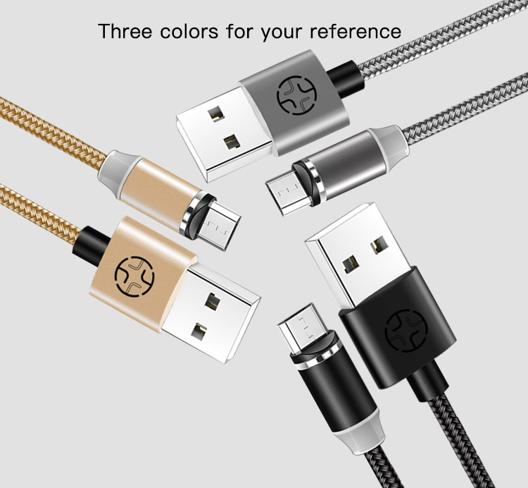 Yesido LED 2.4A Magnetic Round Rotate Type-C Micro USB Data Cable 1.2M for Samsung S10 K30 LG HUAWEI