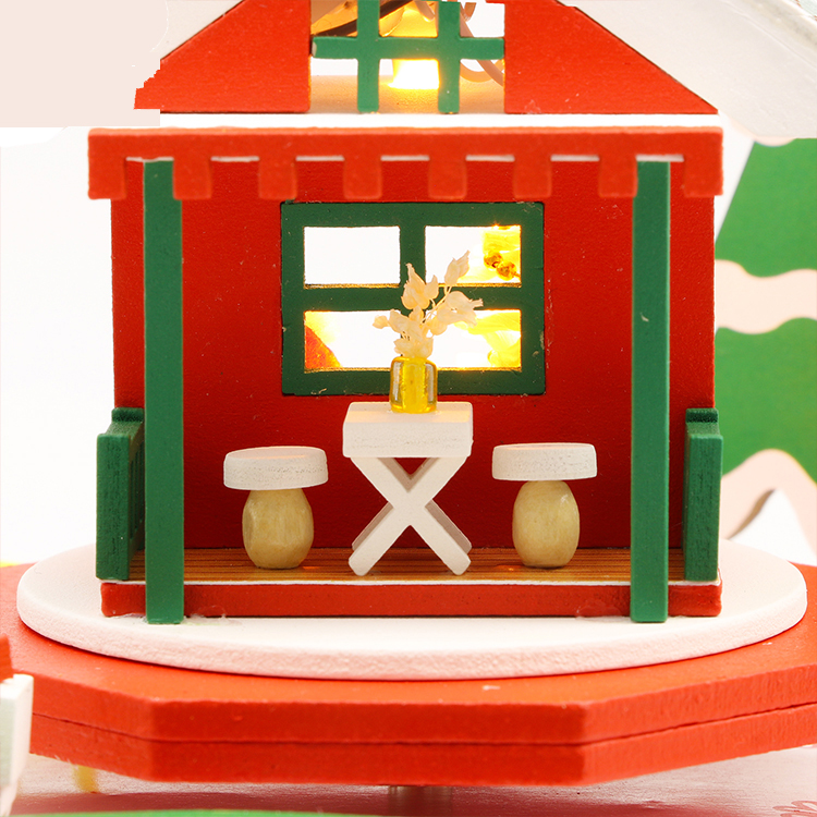 Hongda M908 Fantasy Christmas Night DIY Assembly Cottage Piggy Bank Doll House with Music and LED Light
