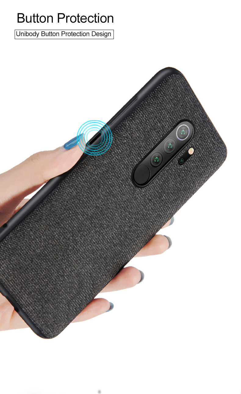 Bakeey Luxury Fabric Splice Soft Silicone Edge Shockproof Protective Case For Xiaomi Redmi Note 8 Pro Non-original