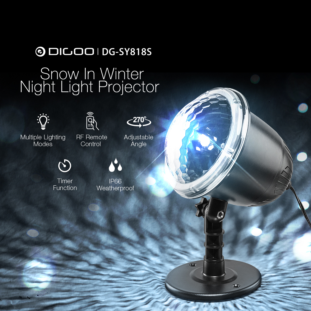 DIGOO DG-SY818S Winter Snow Projection Lamp Remote Control Stage Light Waterproof for Outdoor Indoor AC100-240V 