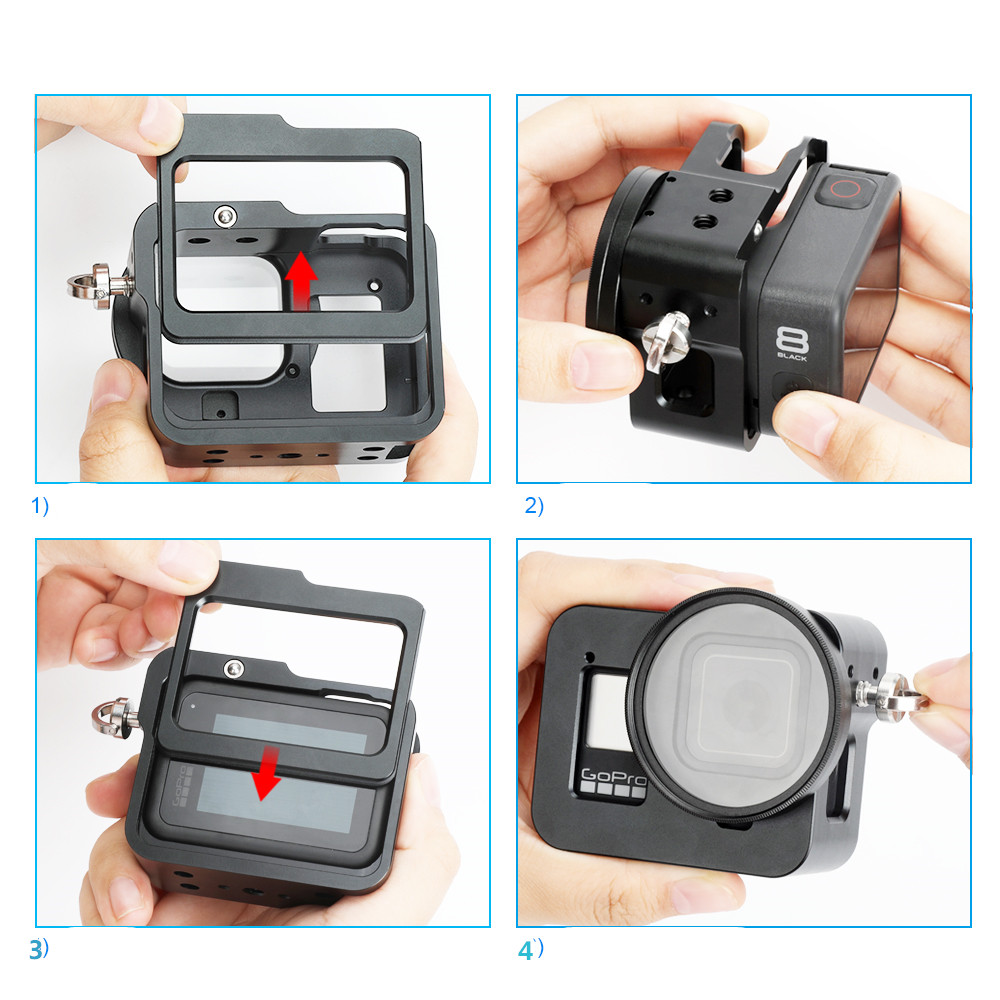 Aluminum Alloy Cage Three-way Mount Design Multi-angle Shooting Case Protective Frame Protective Case For GoPro Hero 8 Black Camera Accessories - Photo: 3