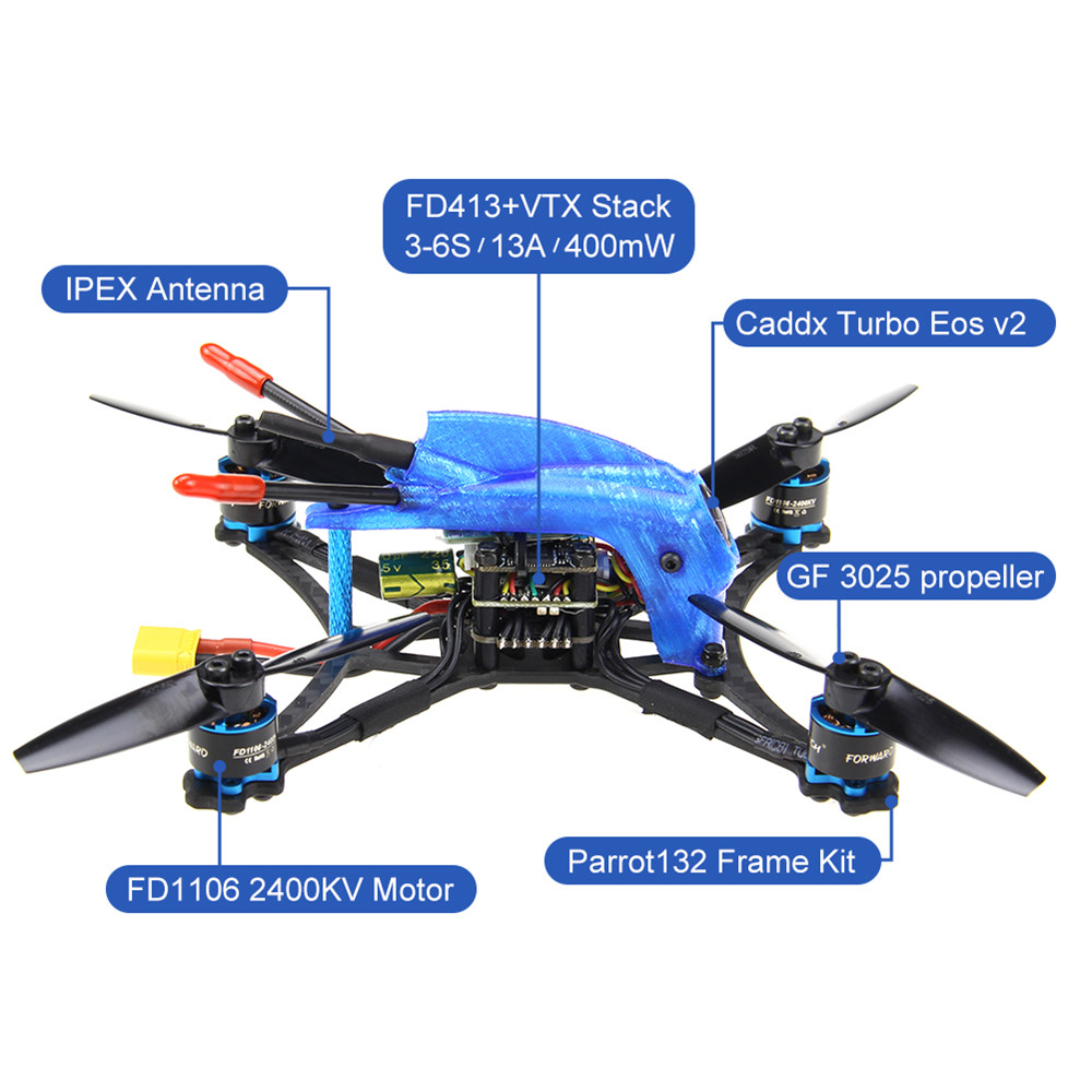 HGLRC Parrot132 3inch Toothpick FPV Racing Drone 5-6S PNP/BNF F411 Flight Control 13A 4in1 ESC 1106 Motor - Photo: 3