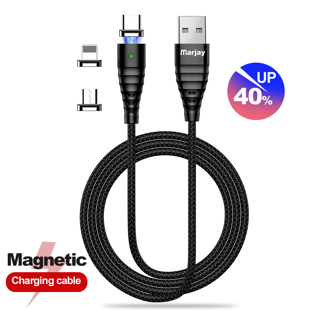 Marjay 3A Type C Micro USB LED Indicator Braided Fast Charging Data Cable For Huawei P30 Pro Mate 30 Mi9 9Pro 7A 6Pro OUKITEL Y4800