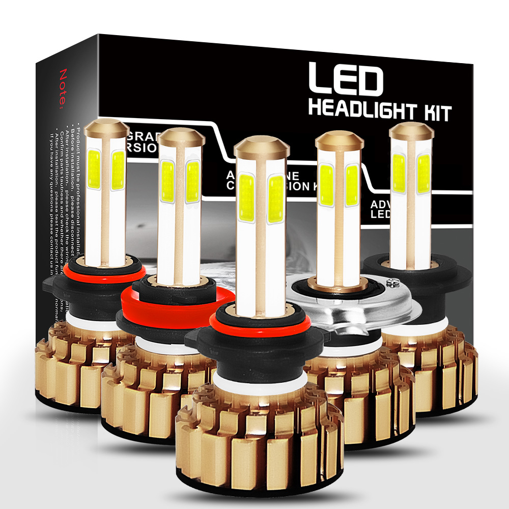G7 4-Side COB LED Headlights Fog Light Bulbs H4 H7 H11 9005 9006 9-36V 6000K White 2Pcs for Car Motorcycle