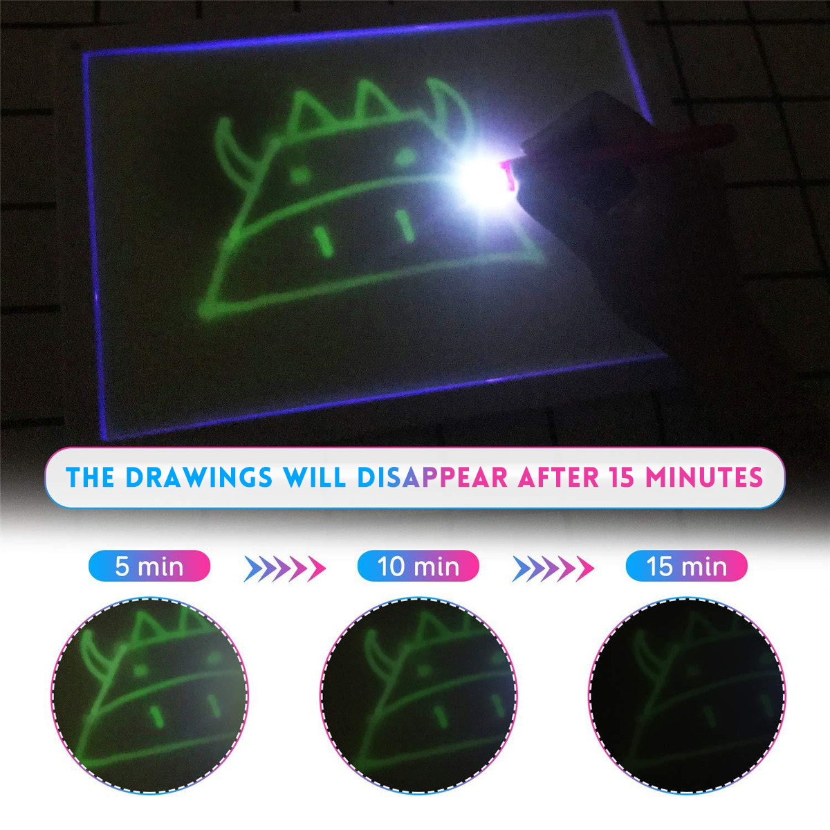  A3 A4 A5 Size 3D Children's Fluorescent Drawing Board Toy Draw with Light Fun for Kids Family