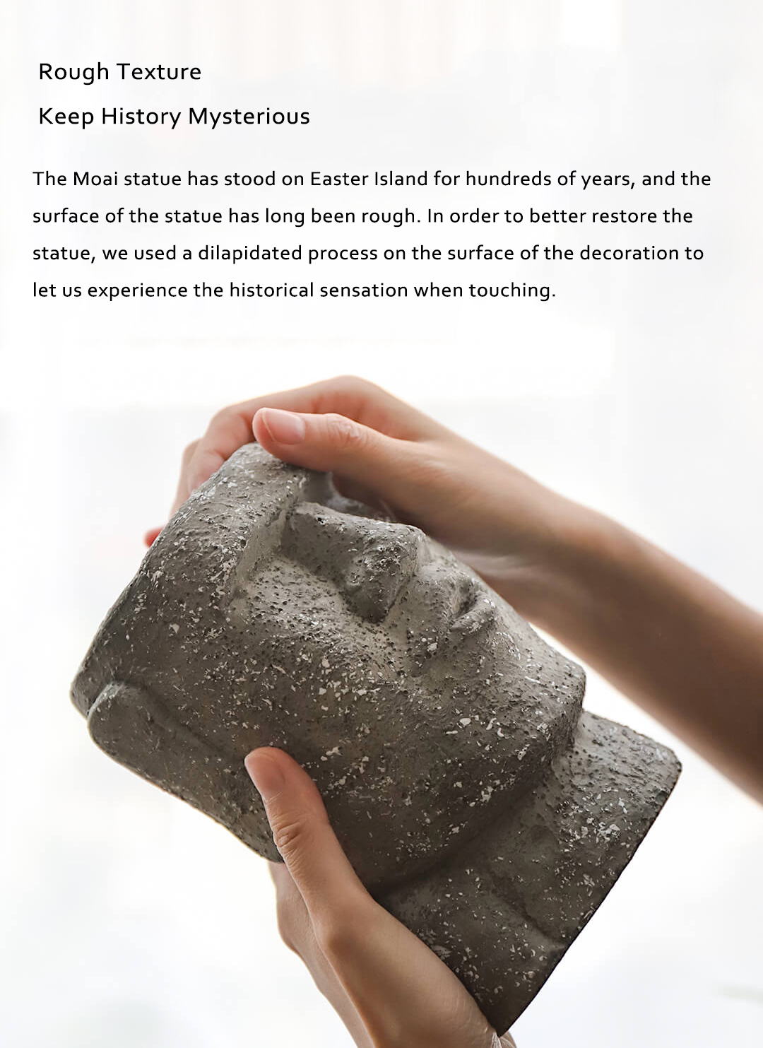 Yuihome Vintage Cement Easter Moai Stone Portrait Organizer Stone Statue Sandstone Flower Pot Pen Holder Desktop Container Decor