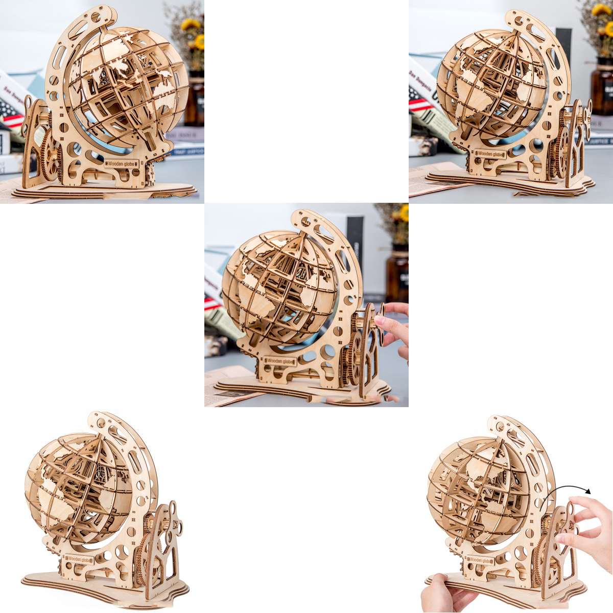 Wooden Pendulum Globe Model Ornaments Assemble Toys - Photo: 10