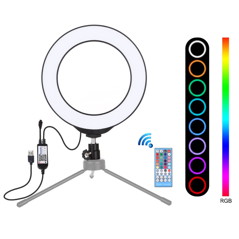 PULUZ PU429 Dimmable 4.7 Inch 16cm RGB RGBW bluetooth Wireless APP Control Video Ring Light with Remote for Youtube Tik Tok Live Streaming