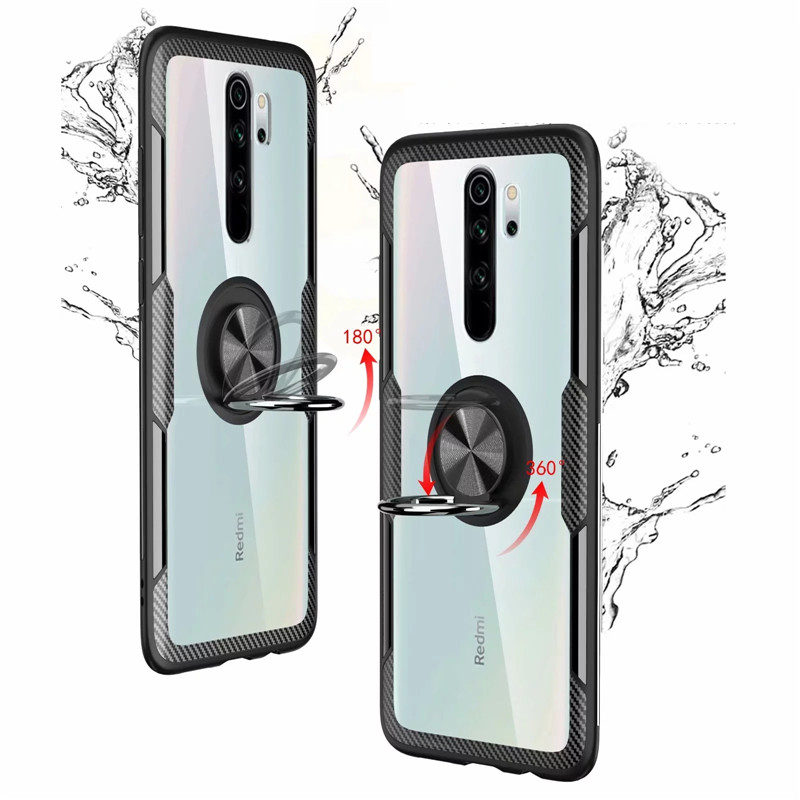 For Xiaomi Redmi Note 8 Pro Case Bakeey 360° Adjustable Ring Holder Anti-slip Shockproof Transparent TPU Protective Case Non-original