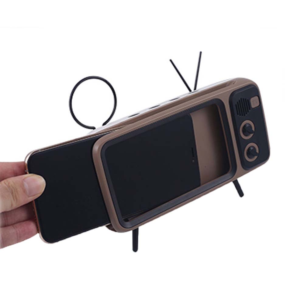 Bakeey Mini Retro TV Pattern Desktop Cell Phone Stand Holder Lazy Bracket Compatible with Mobile Phone between 4.7 inch to 5.5 inch