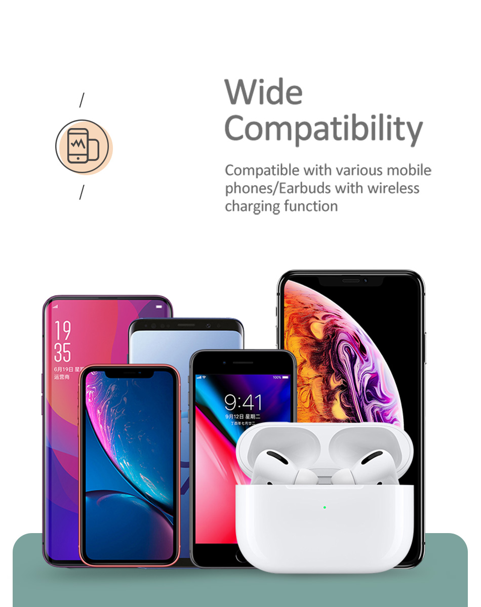 USAMS US-CD120 Dual 10W Power Qi Wireless Charger Phone Charger Earphone Charger for Qi-enable Smart Phone Earphone for iPhone 11 Apple AirPods Pro 2019