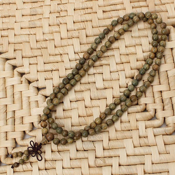 8mm 108 Bracelete de colar Mala de pérola budista de sândalo verde