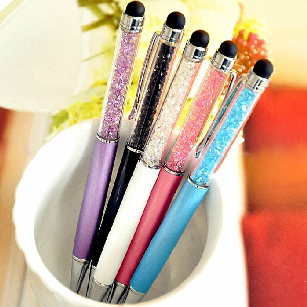 

1 Pcs Crystal Imitated Diamond Capacitive Screen 2 in 1 Touch Writting Bling School Office Stationery Ballpen