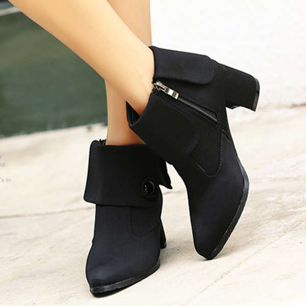 Newest Thick Heel Pointed Toe Winter Pump Lady Women Ankle Boots - US ...