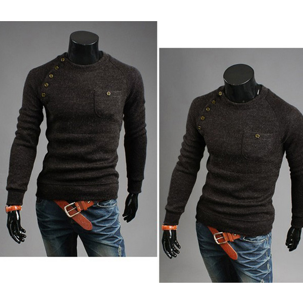 Mens Fashion Irregular Button Pullover Slim Knit Sweaters - US$11.98 ...