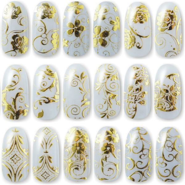 3D Gold Flower Nail Art Sticker Hot Stamping Decals J003 