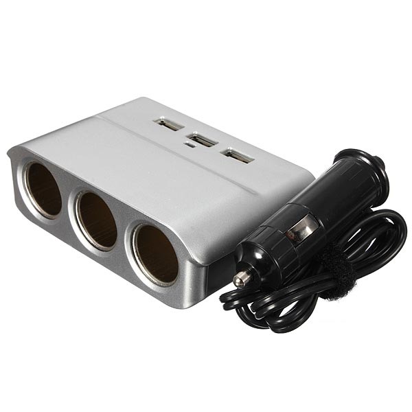 

3 способ порты USB зарядное устройство сигареты автомобиля гнездо прикуривателя Splitter адаптер
