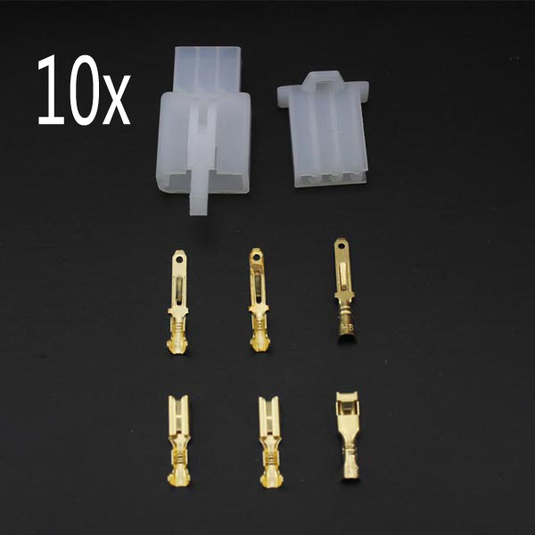 10 x Motorcycle Male Female 3 Way Connectors 2.8mm Terminal