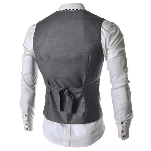 Men Beckham's Style Dress Vest for Suit or Tuxedo Top 3 Buttons - US$16 ...