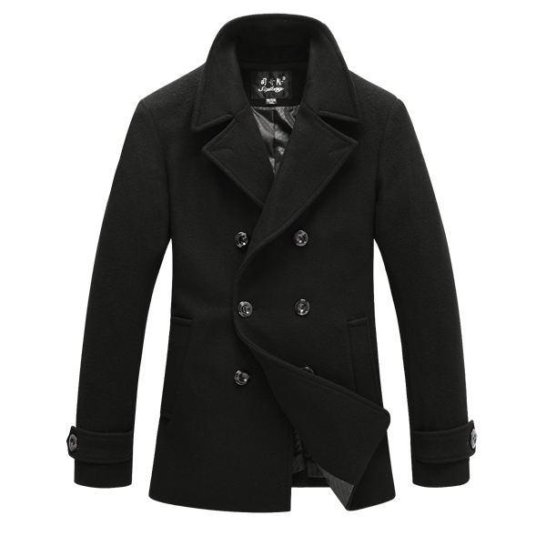 Double Breasted Winter Warm Wool Men Trench Coat Outerwear at Banggood ...
