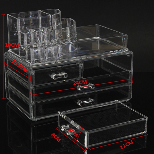 Clear Acrylic Cosmetic Display Storage Organizer Container with 4 Drawers