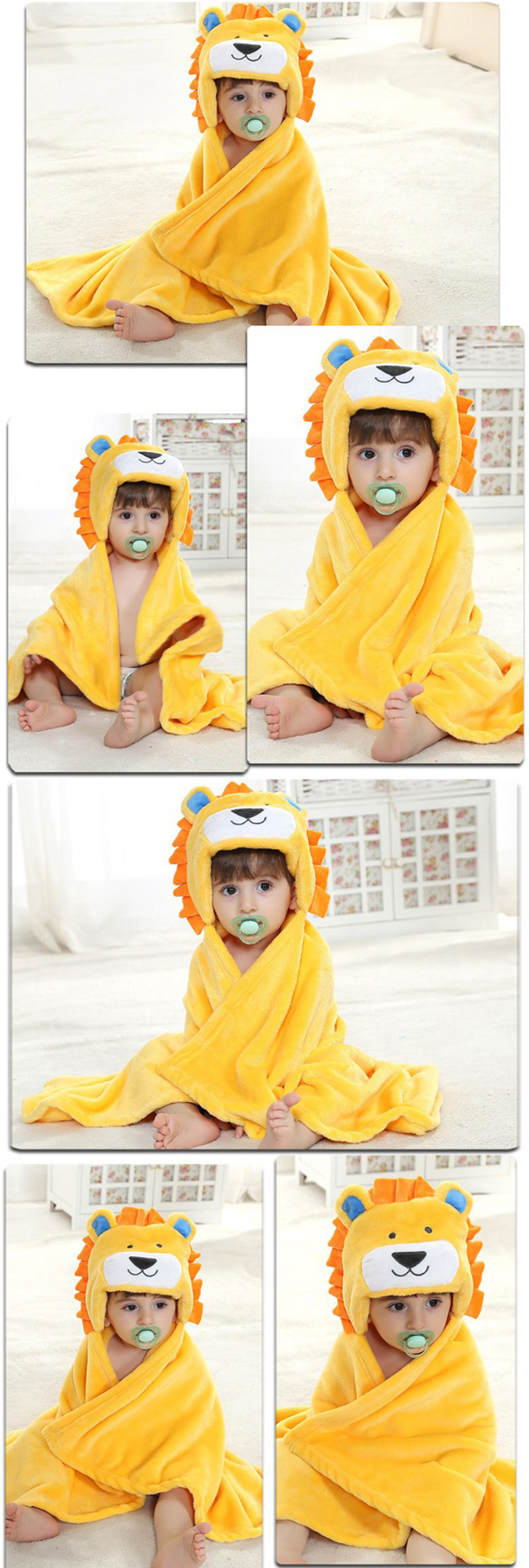 Cute Animal Cartoon Baby Infant Wrap Parisarc Soft Flannel Blanket Quilt Bathrobe