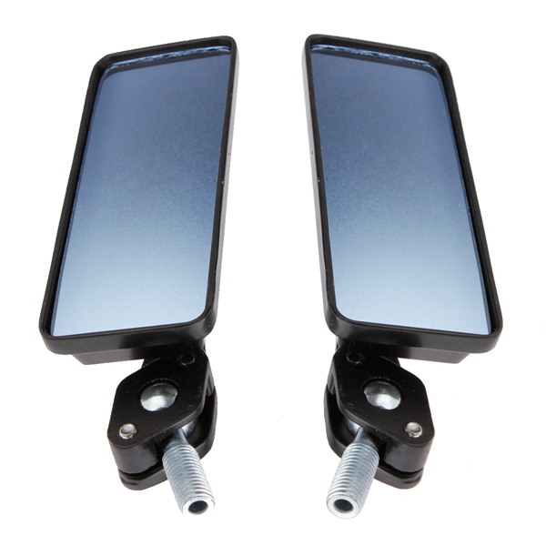 8mm/10mm Motorcycle Review Mirrors Blue Glass Lens Chrome Rrectangle
