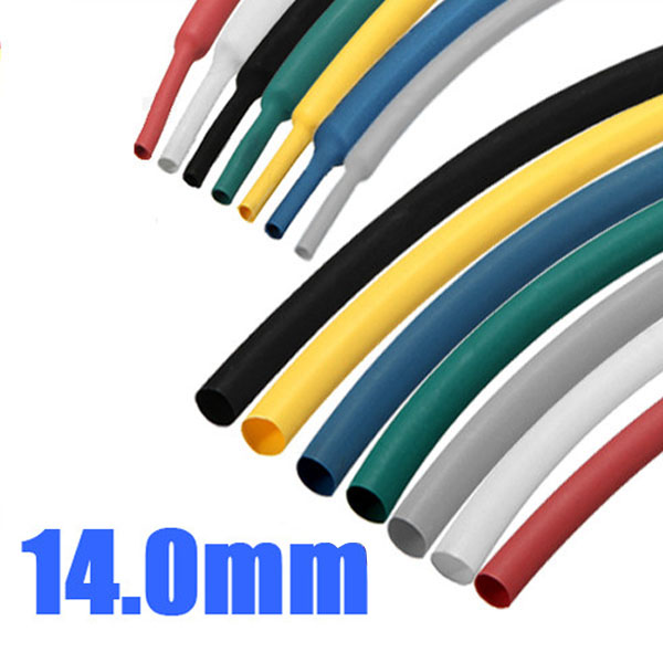 1M 14.0mm 7 Color 2:1 Polyolefin Heat Shrink Tubing Tube Sleeving Wrap