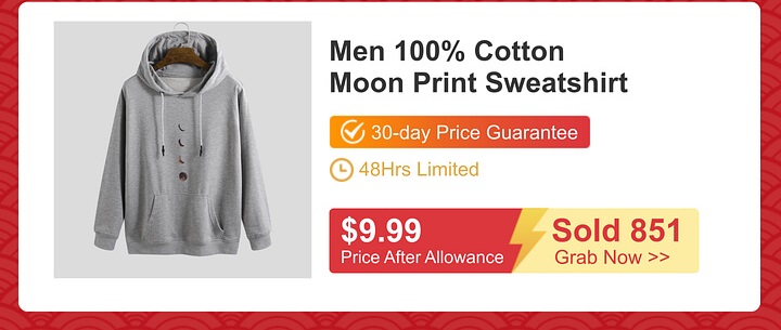 Men-100-pencent-Cotton-Moon-Print-kangaroo-Pocket-Drawstring