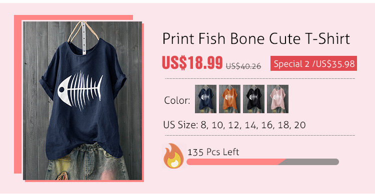 Print Fish Bone Cute T-Shirt