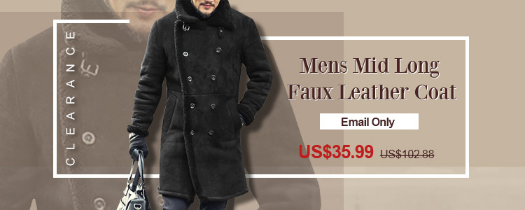 Mens Mid Long Faux Leather Coat