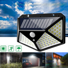 100 LED Solar Powered PIR Motion Sensor Wall Light 