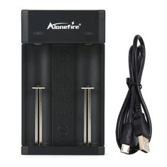 AloneFire MC102 3.7V 2スロットUSB充電器リチウム電池充電器
