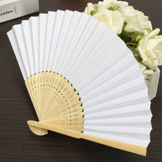 Simple Blank DIY Paper Hand Folding Fan Wedding Party Folding Fans Gift 