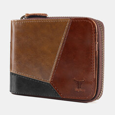 Men Genuine Leather Zipper Around Wallet Coin Bag