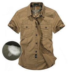 Outdoor Cotton Breathable Pockets Cargo Work Shirts for Men