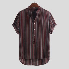 Mens Summer Striped Buttons
Henley Shirts