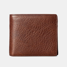 Men Genuine Leather Vintage Clamshell 2 Different Design Wallet