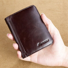Men RFID Blocking Vintage Genuine Leather Wallet