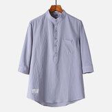 Original Hombres vendimia Camisas sueltas transpirables de algodón de estilo chino para