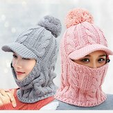 Original Mujer Winter Warm Headpiece multifunción de punto Sombrero
