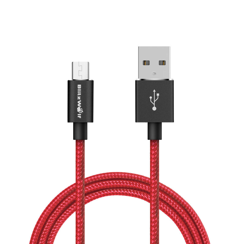 best price,blitzwolf,bw,mc3,2.4a,micro,usb,cable,2.5m,red,discount
