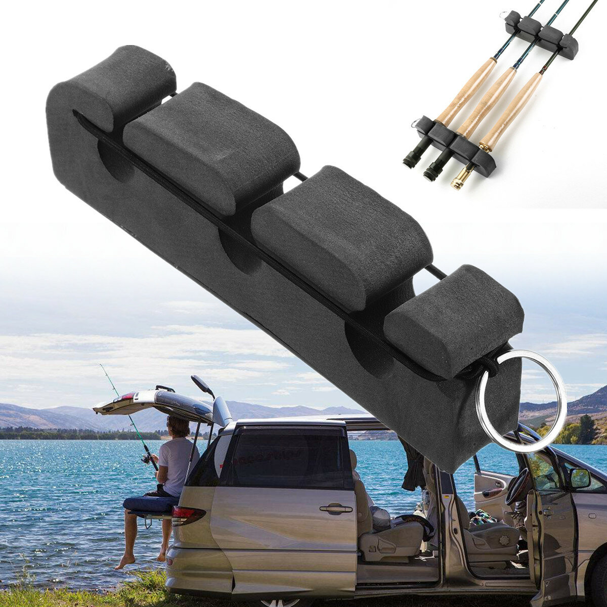 universal 6-rod car boat fishing rod rests magnetic poles