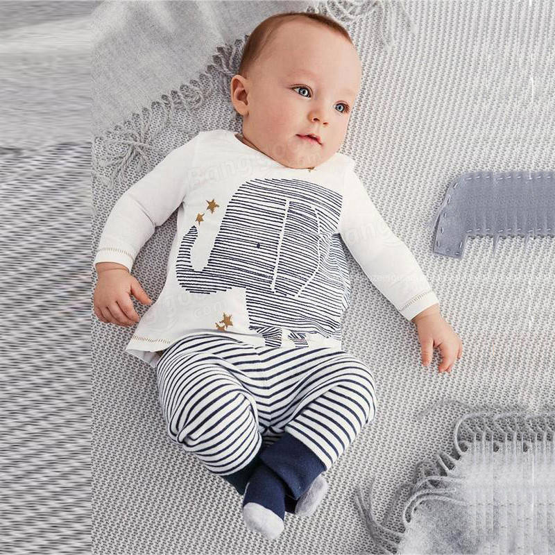 2Pcs Baby Kid Bodysuit Toddle Long Sleeve Top Shirt Striped Pants Outfits Set